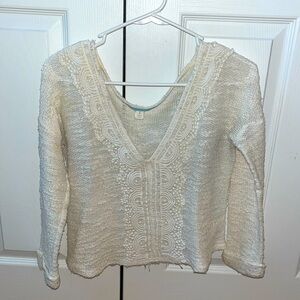 White, knit & lace sweater